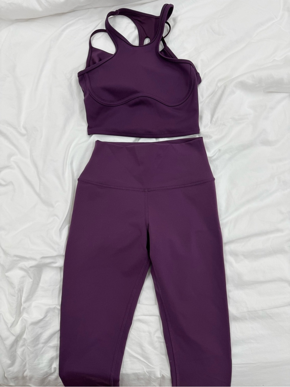 Alo High-Waist Plum Active Leggings & Crop Top Set